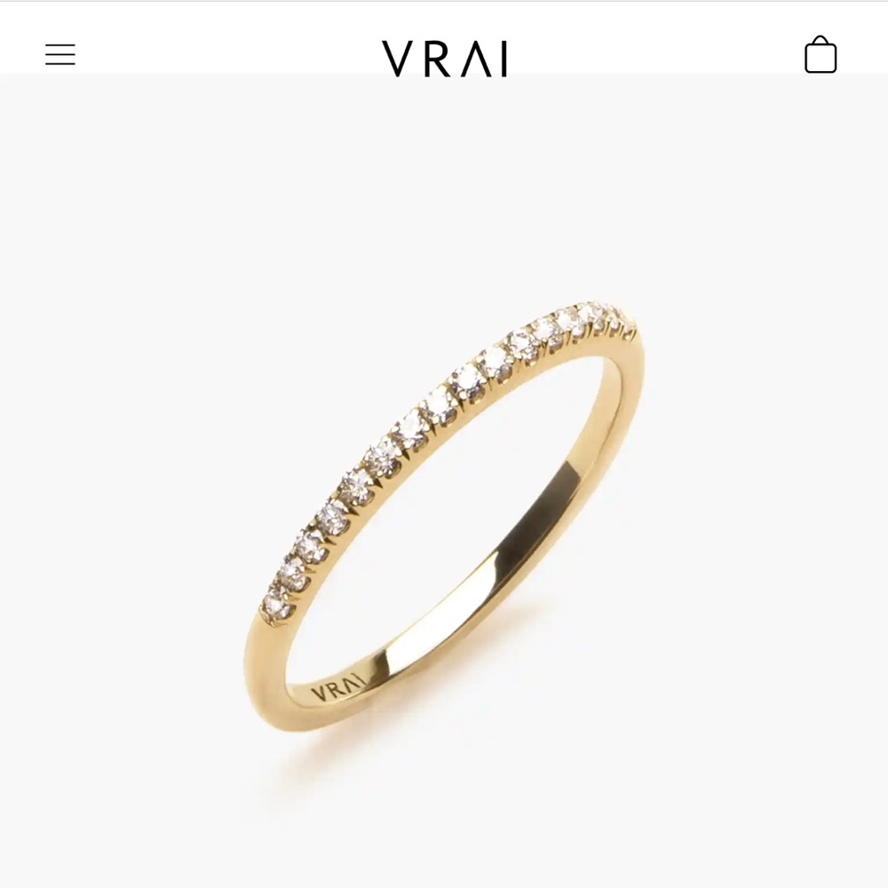 Vrai & Oro, Half Pavé Diamond Band, Size 7, 14K gold